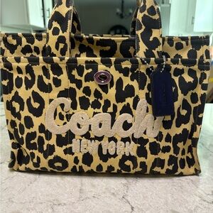 Coach Tan and Black Leopard Tote